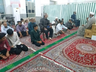 حضور حجت الاسلام و المسلمین حاج آقا شیخ(مسئول دفتر نهاد رهبری دانشگاه) در مسجد روستای باغک