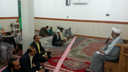 حضور حجت الاسلام و المسلمین حاج آقا شیخ(مسئول دفتر نهاد رهبری دانشگاه)در مسجد روستای سلیمان کیخا
